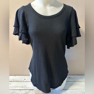 Chaser Layered Ruffle Arm Lattice Back Top - NWT